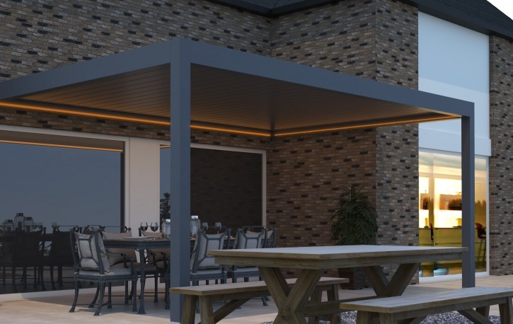 Lamellendach Siena | Wandmontage 3m x 3m 